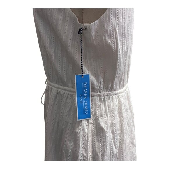 Draper James RSVP White Tie Waist Dress Sleeveless V-Neck Medium Lined - Picture 4 of 14